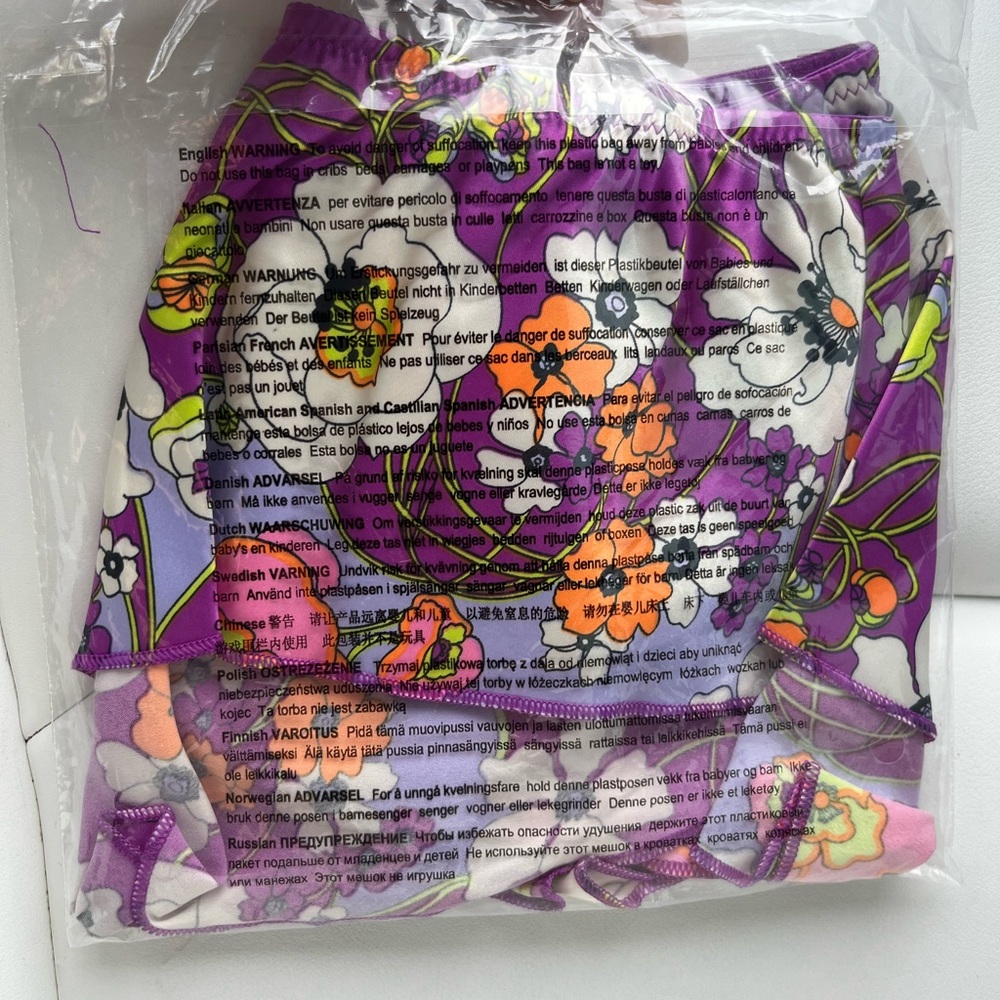 Savage X Fenty Juicy Purple Flower Poppy Print Mod Poppy Stretch-Satin Tap Short - Picture 9 of 15